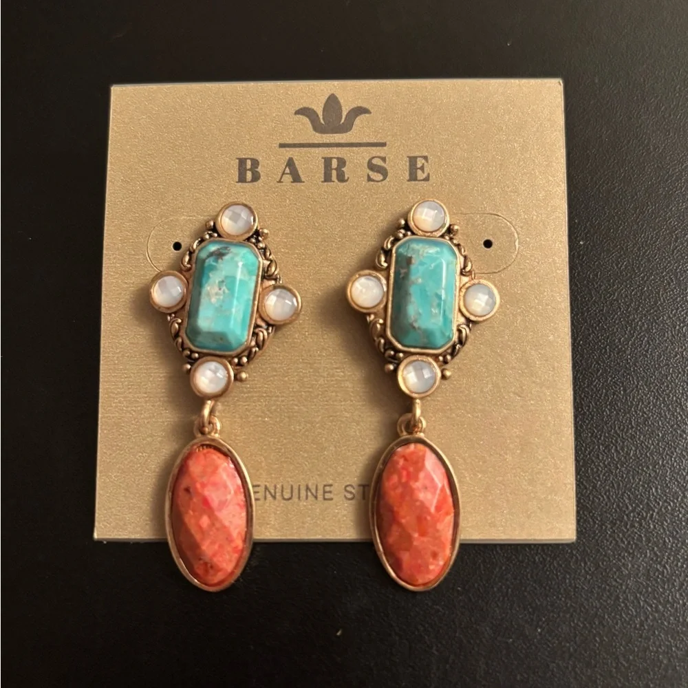 Genuine Turquoise, Coral, and Mop Jewelry Set - Picture 2 of 15